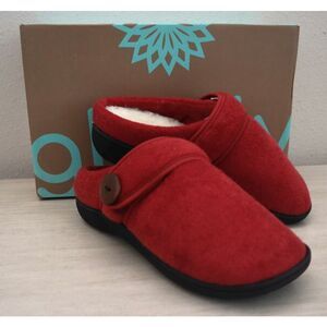 Glolily WMN's Sz 6M Red Mia Faux Shearling Lined Indoor/Outdoor Comfy Slippers